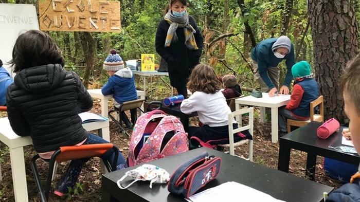 Во Франции организовали школу в лесу