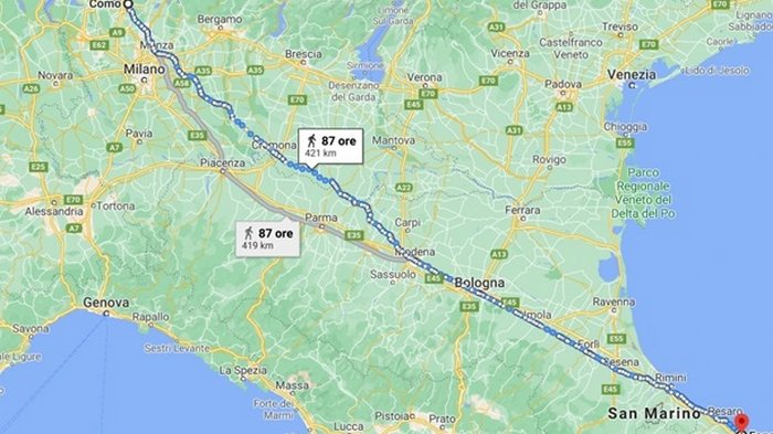 Итальянец прошел 450 км, чтобы остыть после ссоры с женой