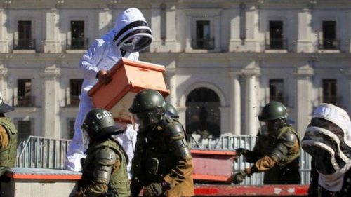 В Чили полицейские хотели разогнать митинг пасечников, но их покусали пчелы