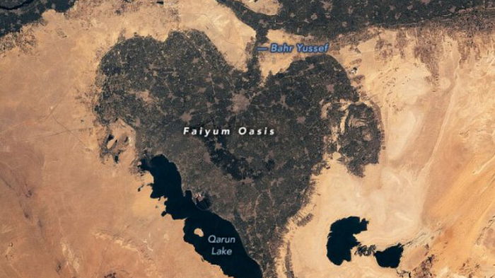 Астронавты заметили египетский оазис в форме сердца