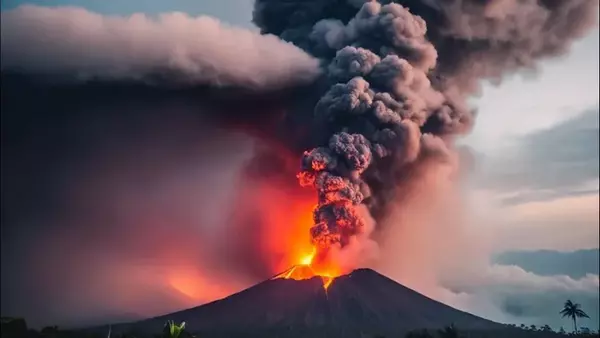 В Индонезии началось большое извержение вулкана. Из-за этого есть угро...