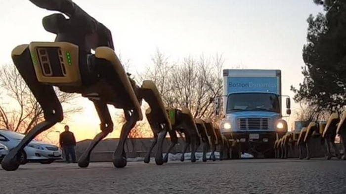 Роботы Boston Dynamics буксировали фуру (видео)