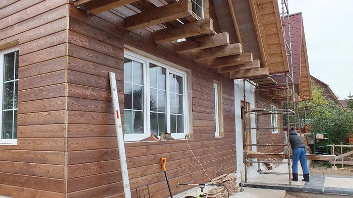 покраска имитации бруса