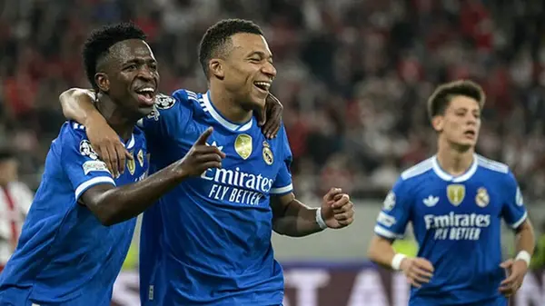 В матче Реала и Олимпиакоса Лунин пропустил три гола, а Мбаппе забыл четыре