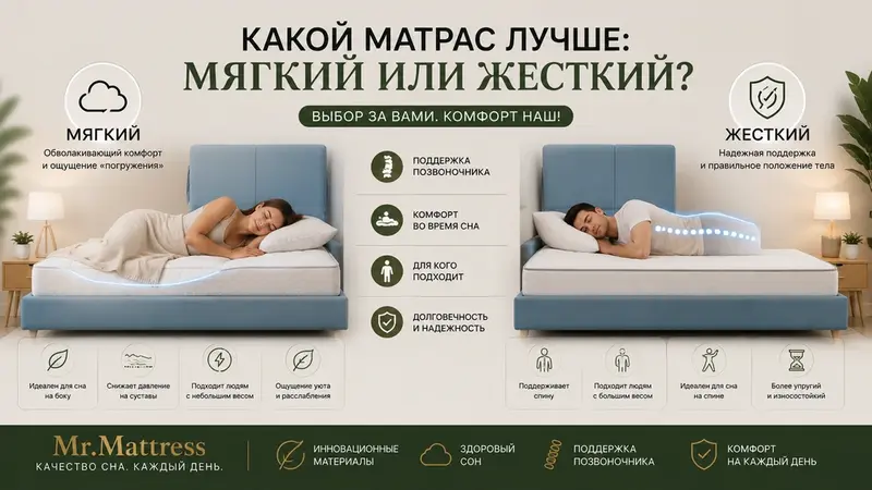 Какой матрас лучше: мягкий или жесткий?
