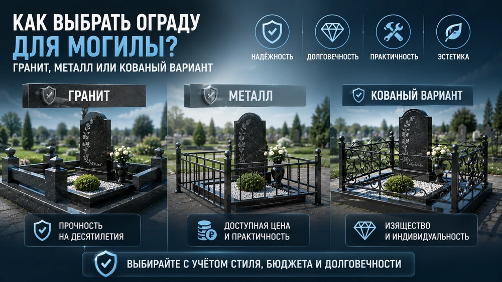 Как выбрать ограду для могилы: гранит, металл или кованый вариант