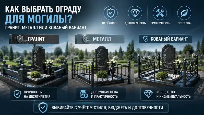 Как выбрать ограду для могилы: гранит, металл или кованый вариант
