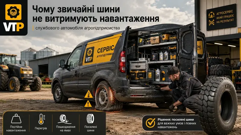 Чому звичайні шини не витримують навантаження службового автомобіля агропідприємства
