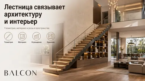 Лестница связывает архитектуру и интерьер